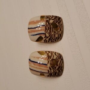 Vintage CYNTHIA CHUANG Jewelry 10 Porcelain Hand crafted artist painted earrings